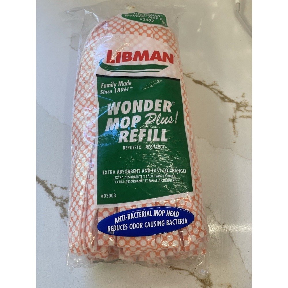 Libman Wonder Mop PLUS Refill Head Anti-bacterial Absorbent #03003 New Mop #3002
